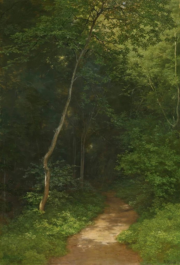 Vägskäl i skog - Robert Zünd — inramlat konstverk på väggen