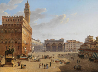 Place de la Signoria Florence - Roberto Roberti — vy av konstverket