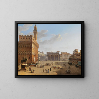 Place de la Signoria Florence - Roberto Roberti — inramlat konstverk på väggen