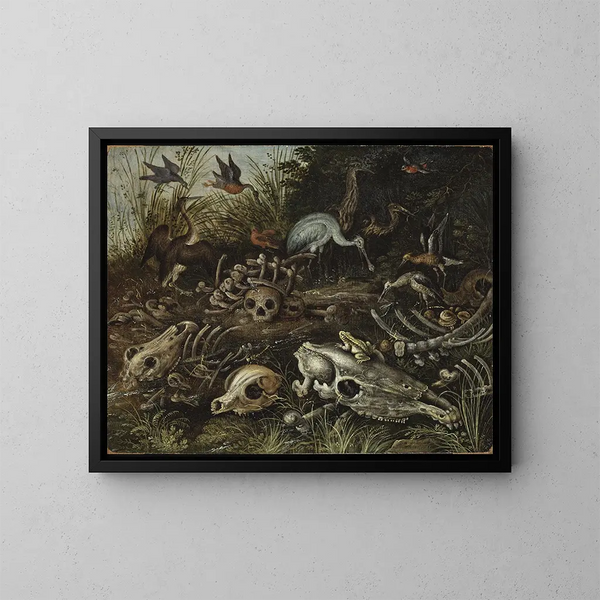 Memento mori - Roelant Savery — inramlat konstverk på väggen