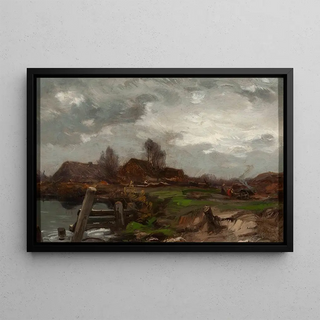 Roman Kazimierz Kochanowski - Landscape Cottages at waterside.webp