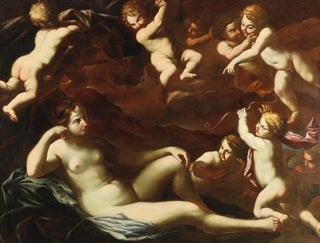 Venus och Cupidon med amoriner - Romerska skolan — vy av konstverket