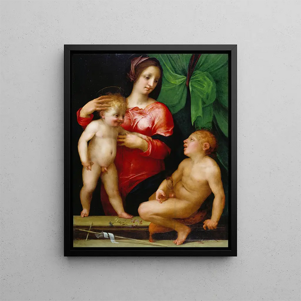 La Vierge à l'Enfant avec saint Jean enfant - Rosso Fiorentino — inramlat konstverk på väggen