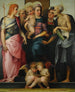 Madonnan med barnet på tronen och fyra helgon — Rosso Fiorentino — gestalter runt tronen