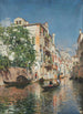 En venetiansk kanal med basilikan San Marco i fjärran - Rubens Santoro — vy av konstverket