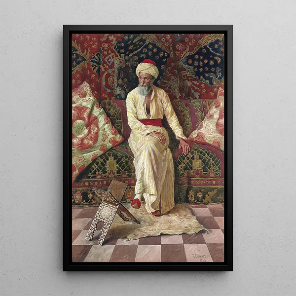 En gammal tänkande man - Rudolf Ernst — inramlat konstverk på väggen