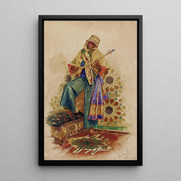 En arabisk musiker - Rudolf Ernst — inramlat konstverk på väggen