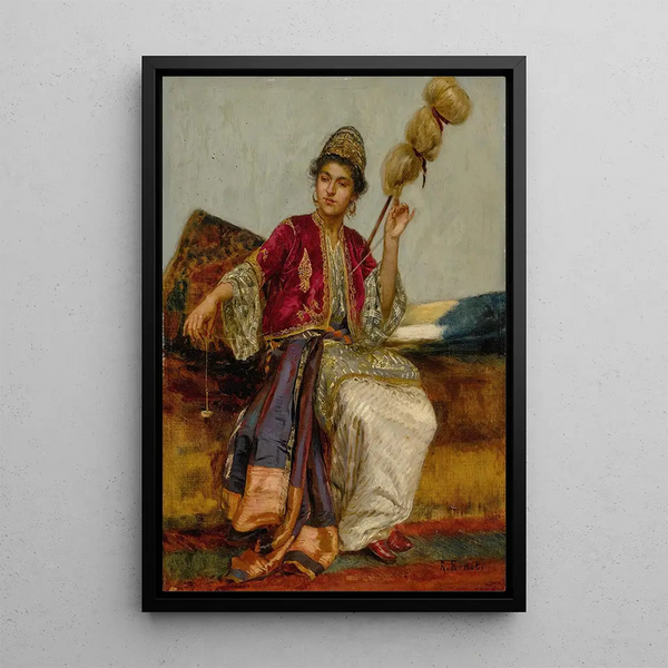 La Fileuse - Rudolf Ernst — inramlat konstverk på väggen