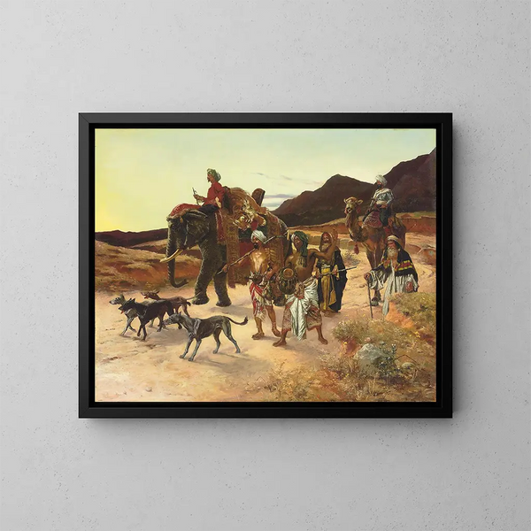 La Chasse au tigre - Rudolf Ernst — inramlat konstverk på väggen