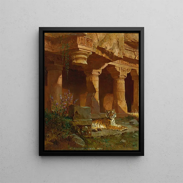 Tigre au Repos - Rudolf Ernst — inramlat konstverk på väggen