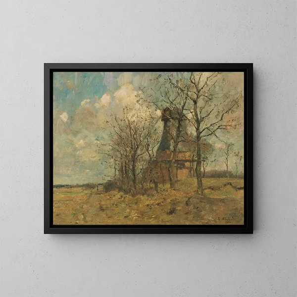 Le moulin de Wedel sous les arbres - Rudolf Hückner — inramlat konstverk på väggen