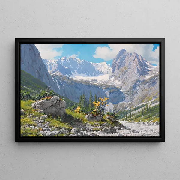 Vue depuis la cabane de Höllentalanger vers le glacier de Höllental et les sommets de Riffelwand - Rudolf Reschreiter — inramlat konstverk på väggen