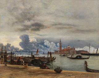 Vy över San Giorgio Maggiore från Mole i Venedig - Rudolf von Alt — vy av konstverket