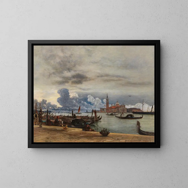 Vy över San Giorgio Maggiore från Mole i Venedig - Rudolf von Alt — inramlat konstverk på väggen