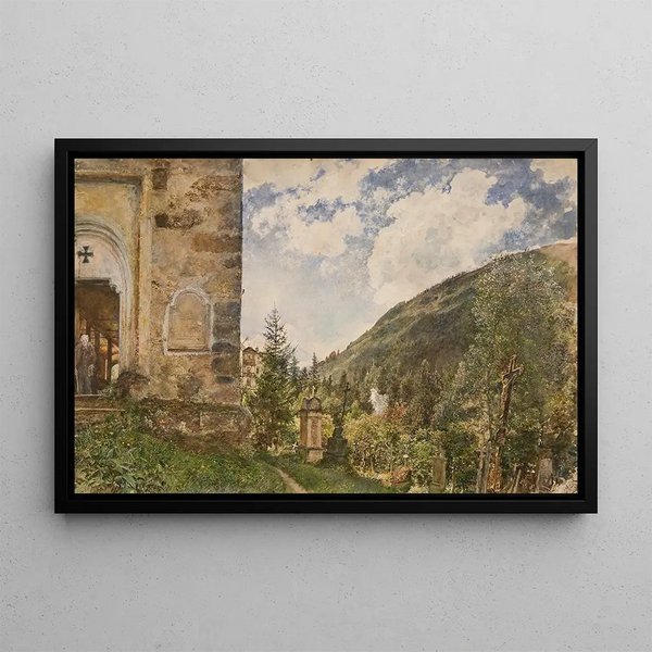 Le cimetière à Gastein - Rudolf von Alt — inramlat konstverk på väggen