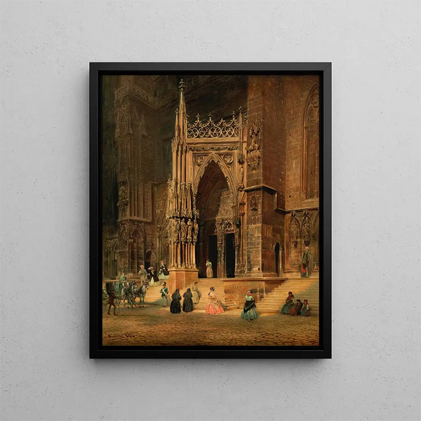 Le portail de la cathédrale de Ratisbonne - Rudolf von Alt — inramlat konstverk på väggen