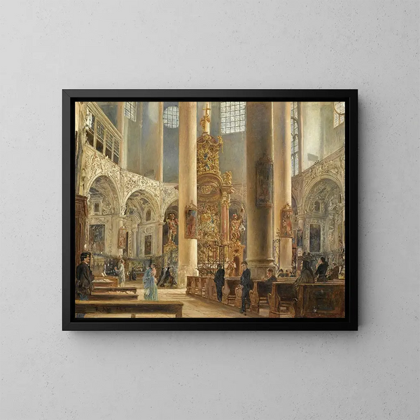 den inre kyrkan av franciskanerklostret i Salzburg - Rudolf von Alt — inramlat konstverk på väggen
