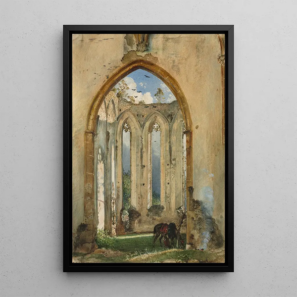 Ruine d'une église - Rudolf von Alt — inramlat konstverk på väggen
