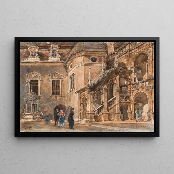 Rudolf von Alt - The Arcaded Courtyard of the Landhaus in Graz.webp