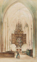 Låtelse av Maria i kyrkan i Hallstatt - Rudolf von Alt — vy av konstverket