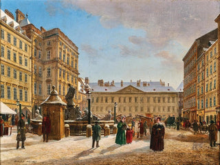 Le nouveau marché à Vienne en hiver - Rudolf von Alt — vy av konstverket