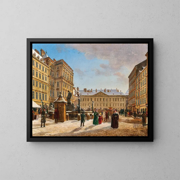 Le nouveau marché à Vienne en hiver - Rudolf von Alt — inramlat konstverk på väggen