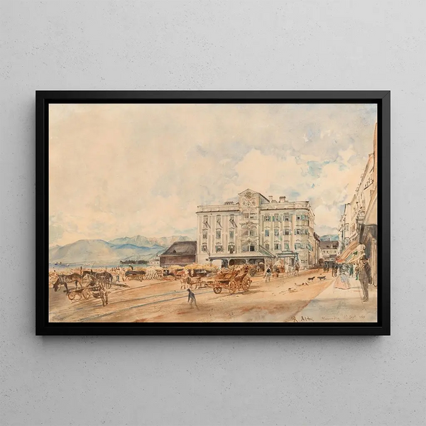 Gmunden stadshus - Rudolf von Alt — inramlat konstverk på väggen