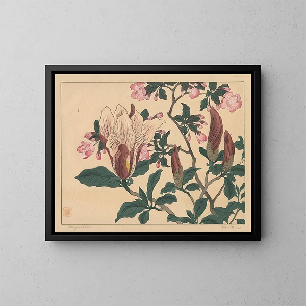 Magnolia - Sakai Hōitsu — inramlat konstverk på väggen