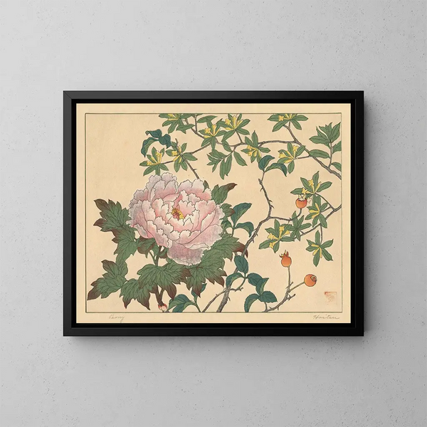 Pivoine - Sakai Hōitsu — inramlat konstverk på väggen