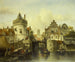 Vue imaginaire baserad på Kolksluis i Amsterdam - Salomon Leonardus Verveer — vy av konstverket
