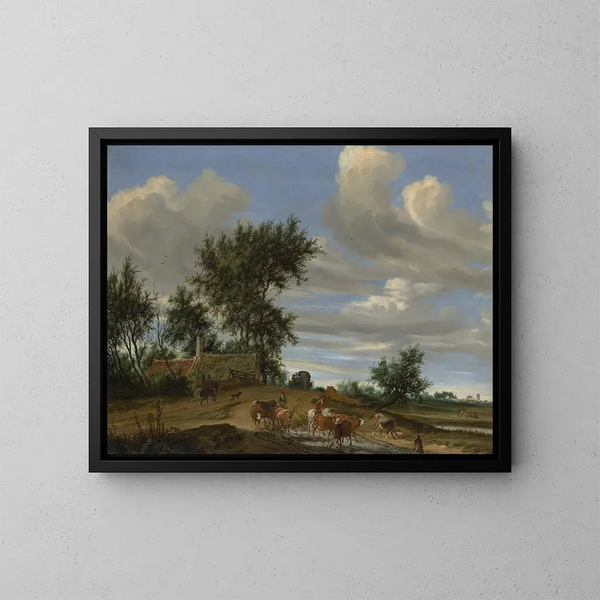 En landsväg - Salomon van Ruysdael — inramlat konstverk på väggen