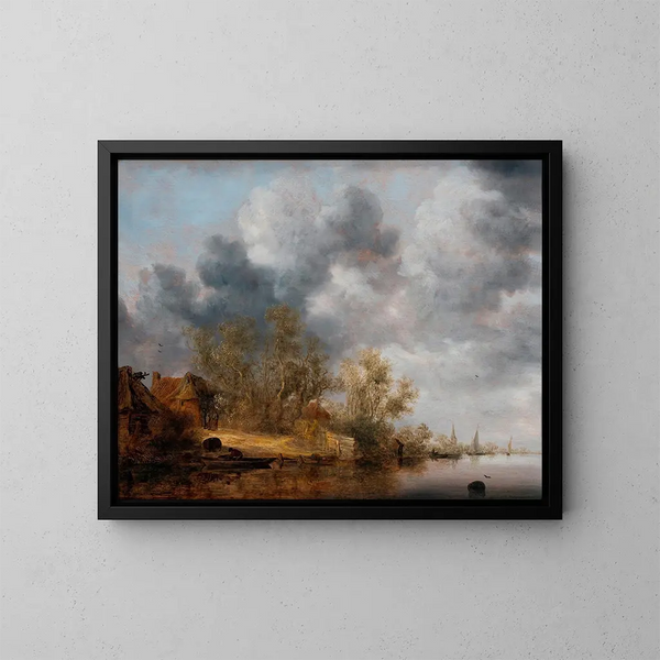 En nederländsk strand - Salomon van Ruysdael — inramlat konstverk på väggen