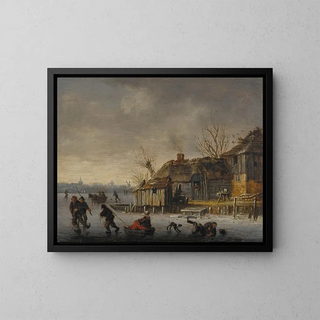 Salomon van Ruysdael - Winter landscape with skaters.webp