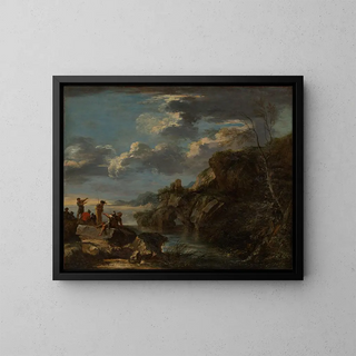 Banditer på en klippig kust - Salvator Rosa — inramlat konstverk på väggen