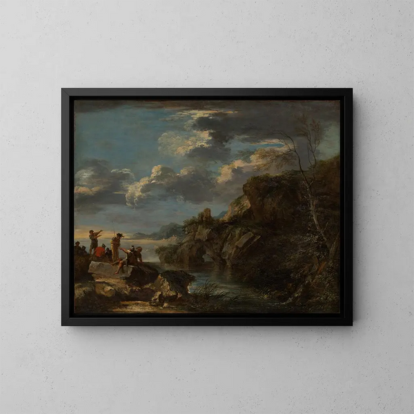 Banditer på en klippig kust - Salvator Rosa — inramlat konstverk på väggen