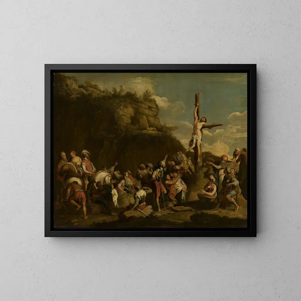 korsfästelsen av Polyklet - Salvator Rosa — inramlat konstverk på väggen
