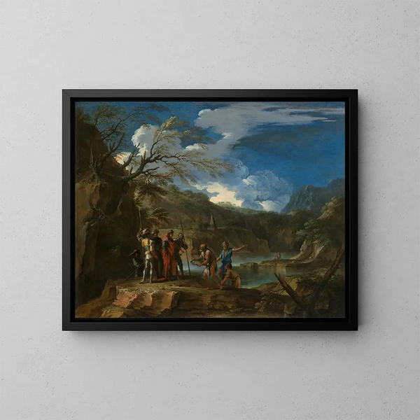 Polycrate och fiskaren - Salvator Rosa — inramlat konstverk på väggen