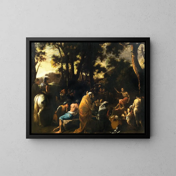 Le Sermon de Saint Jean-Baptiste - Salvator Rosa — inramlat konstverk på väggen