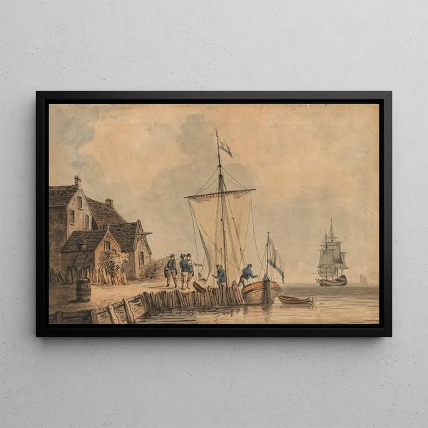 Samuel Atkins - Figures embarking from a quay.webp