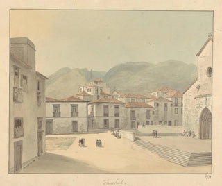 Funchal, Madeira, en plats med en kyrka - Samuel Davis — vy av konstverket