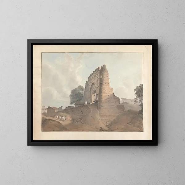 Porte de l'ancien fort à Bénarès - Samuel Davis — inramlat konstverk på väggen