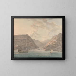 Samuel Davis - Man of War Moored in Harbor Mountains in the Background.webp