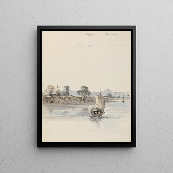 Vue sur la rivière près de Rajmahal - Samuel Davis — inramlat konstverk på väggen