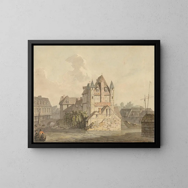 La Fin du pont ruiné à Rouen - Samuel Davis — inramlat konstverk på väggen