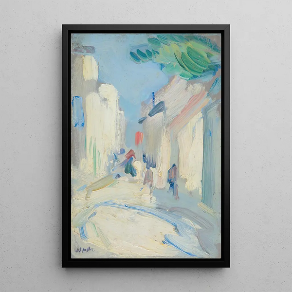 gatubild i Frankrike - Samuel John Peploe — inramlat konstverk på väggen