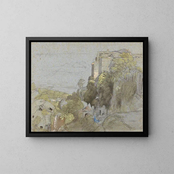 den italienska byn eftersom - Samuel Palmer — inramlat konstverk på väggen