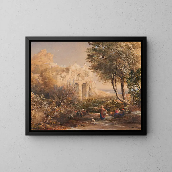 La Vocatella vid Chapel byggd av en eremit nära Corpo de Cava i närheten av Salerne och Neapel - Samuel Palmer — inramlat konstverk på väggen