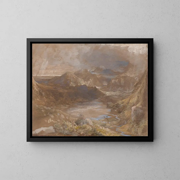 Llwyngwynedd och en del av Llynyddina mellan Capel Curig och Beddgelert, Nordwalien - Samuel Palmer — inramlat konstverk på väggen