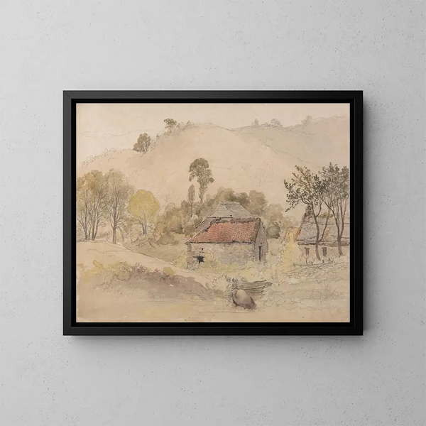 Les Granges - Samuel Palmer — inramlat konstverk på väggen