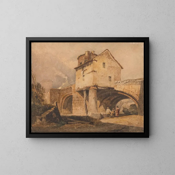 Le pont de Monnow à Monmouthshire - Samuel Prout — inramlat konstverk på väggen